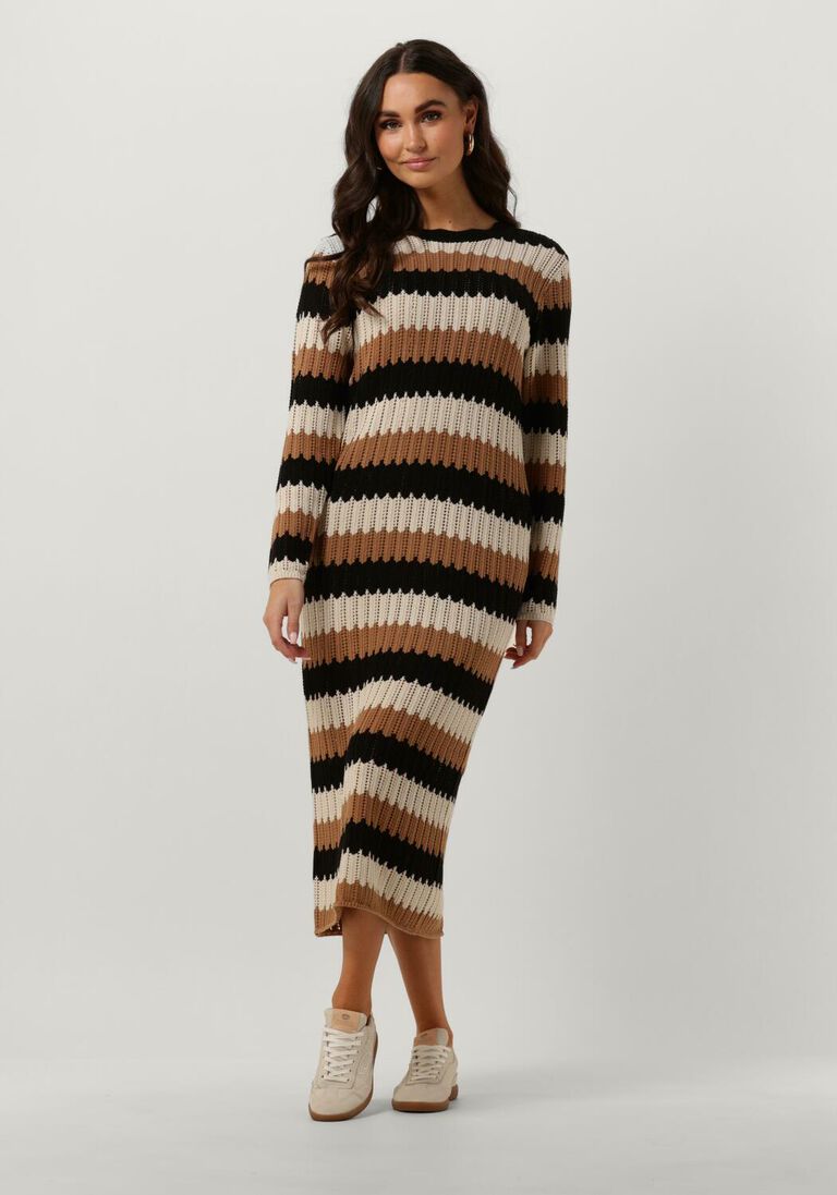OBJECT beige object midi jurk objwasi l/s o-neck knit dress