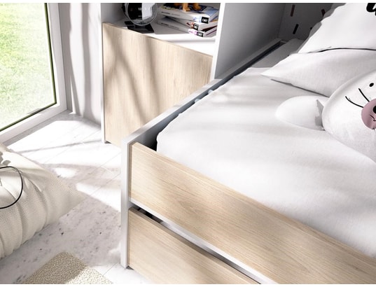 VENTE-UNIQUE - Lit enfant Lit gigogne avec pont de lit selena - 90 x 190 cm - coloris...