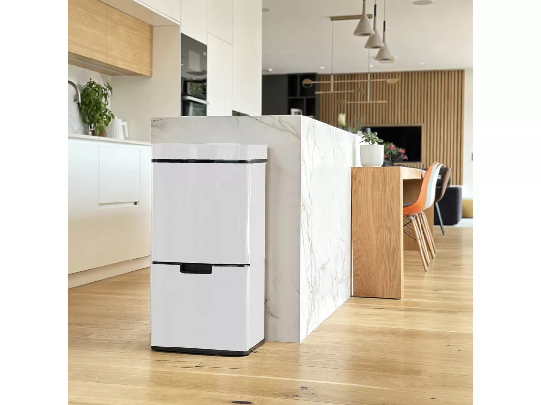 Poubelle De Cuisine Automatique NARVIK Blanc Acier inoxydable 75 L