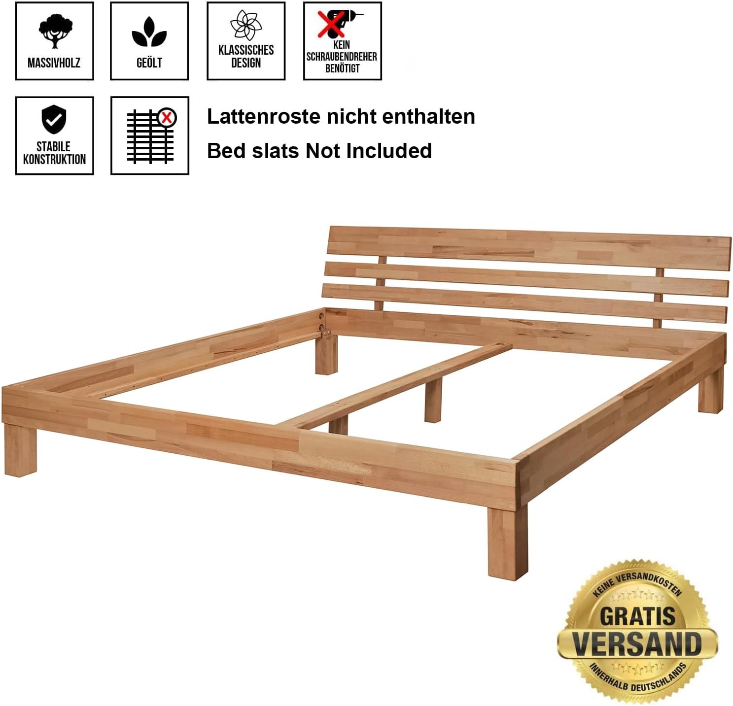Krok Wood Massivholzbett Julia in Buche 180x200 cm