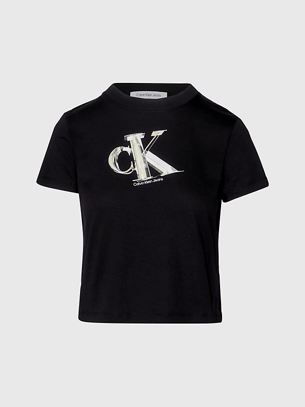 Camiseta curta com monograma