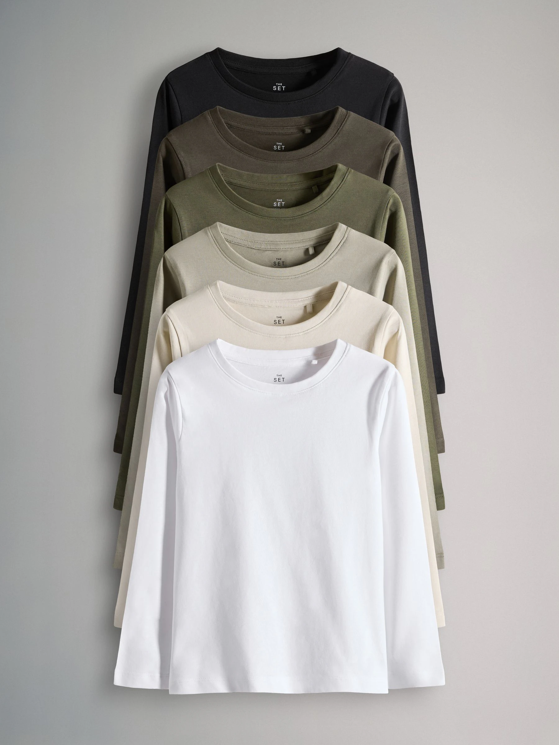Zwart/kaki/groen/crème/wit - The Set 6 Pack Regular Cotton T-Shirts