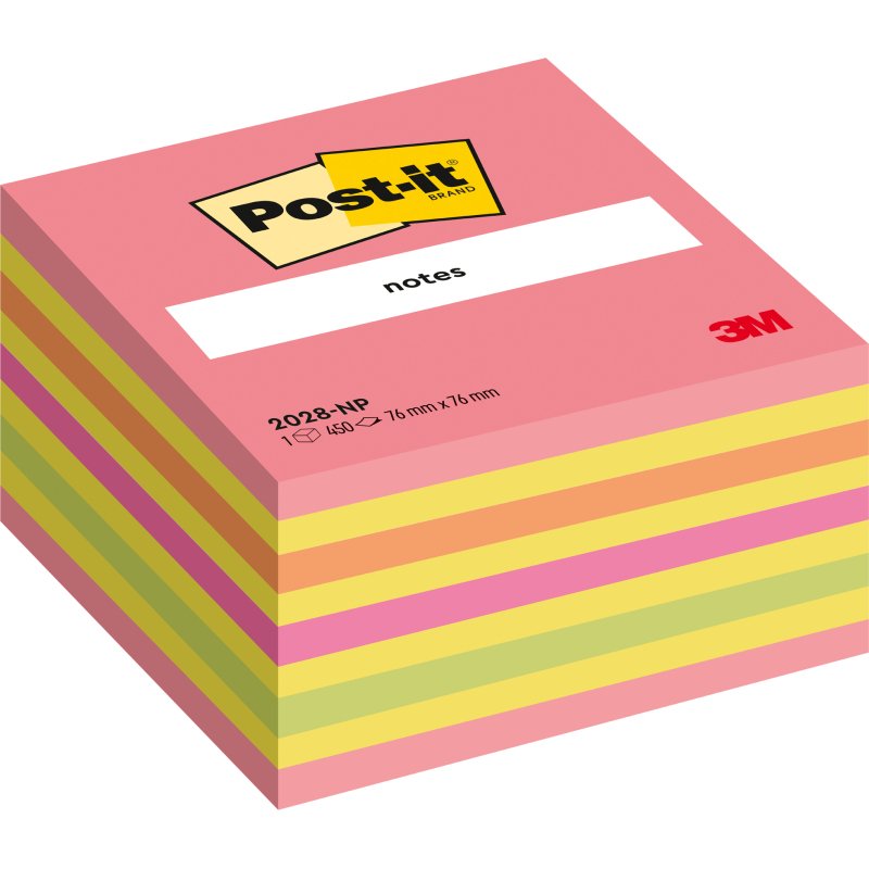Bloc-cube repositionnable couleurs Post-it 76 x 76 mm - bloc de 450 feuilles
