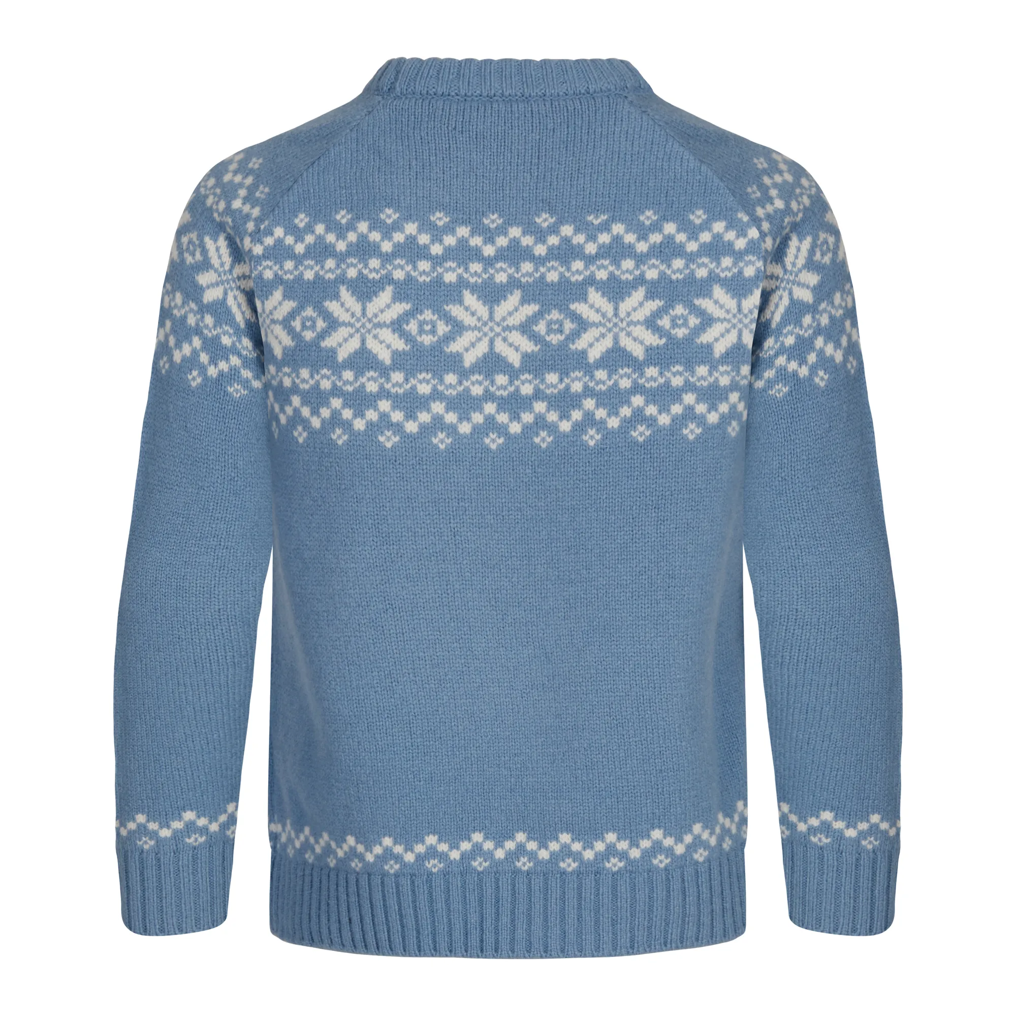 Gridarmor Kids' Snøkrystall Round Neck Ullgenser Light Blue/White