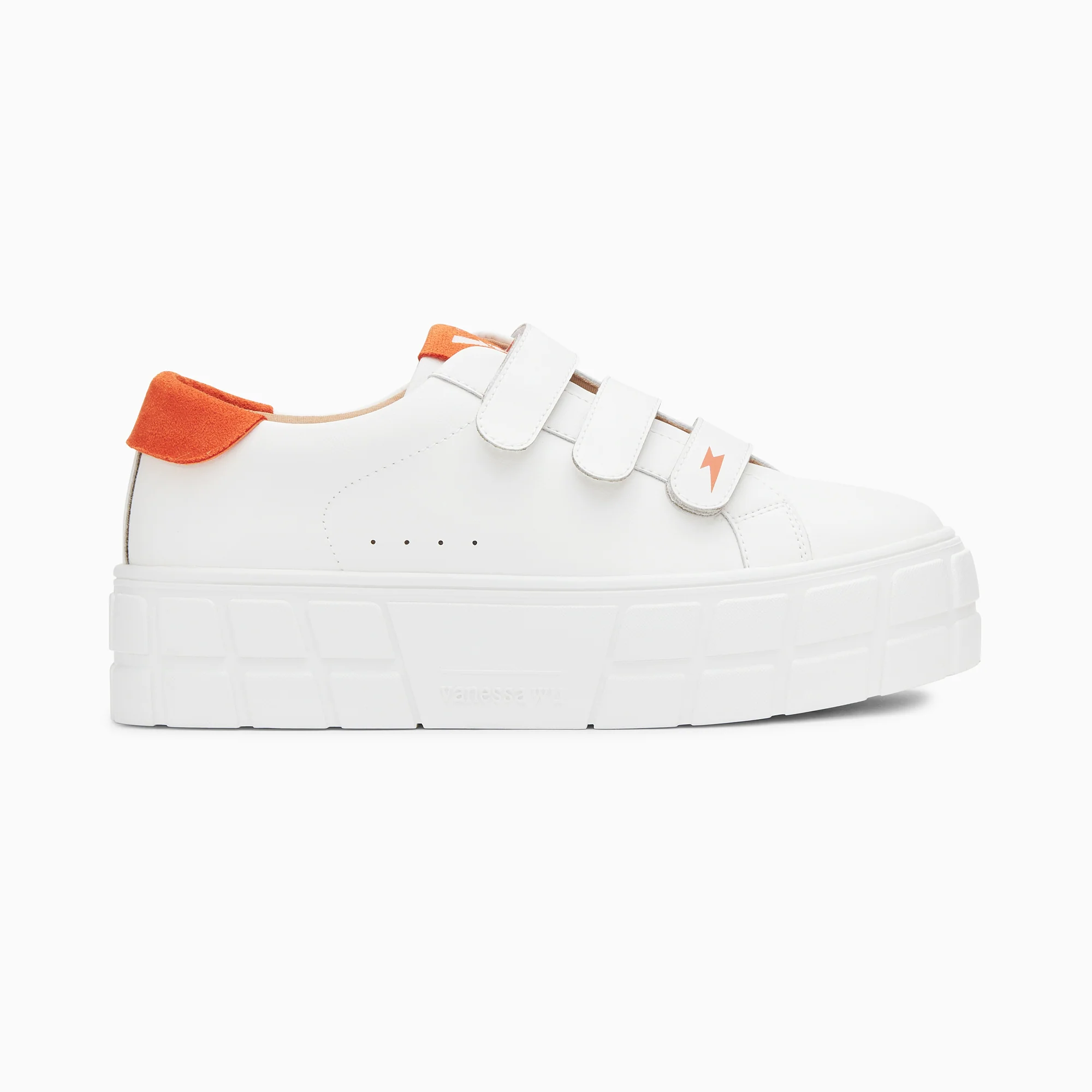 Sneakers-Baskets Coraline blanc et orange à plateforme