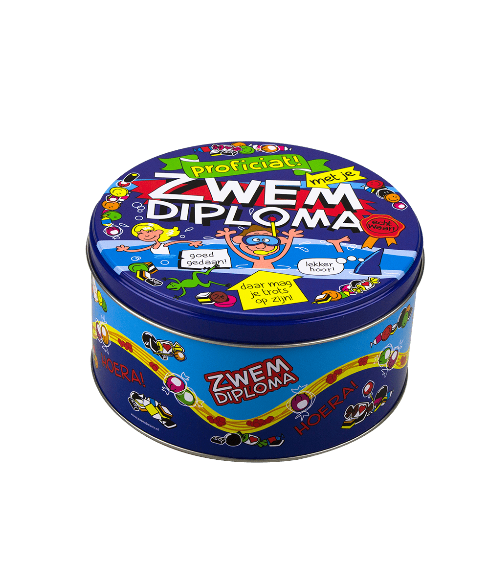 Snoeptrommel Zwemdiploma 14cm