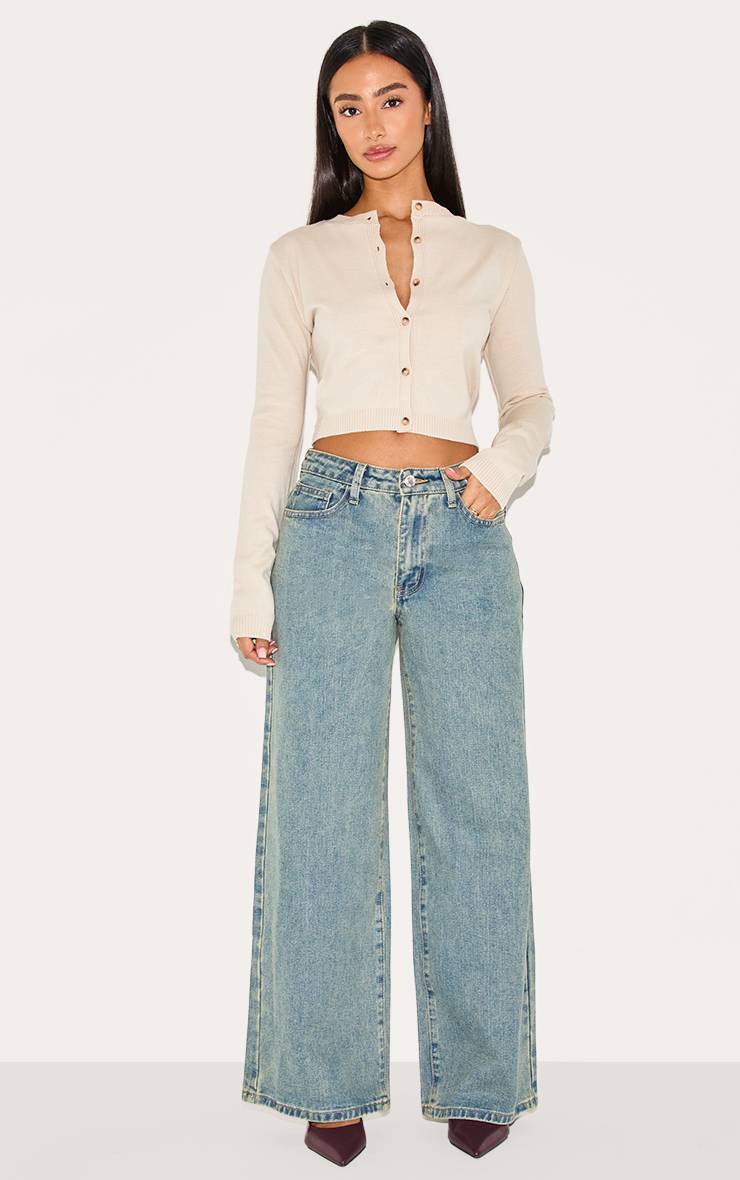 Délavage Vintage Jean Large Délavé Petite Taille