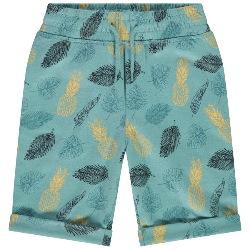 Bermuda imprimé feuilles/ananas pour garçon - Bleu