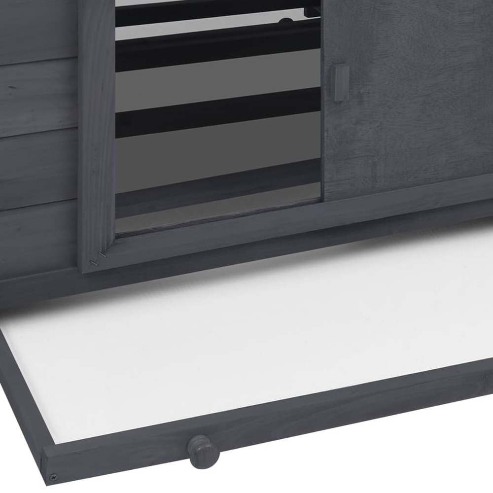 Poulailler 152 x 96 x 110 cm bois de sapin massif gris et blanc