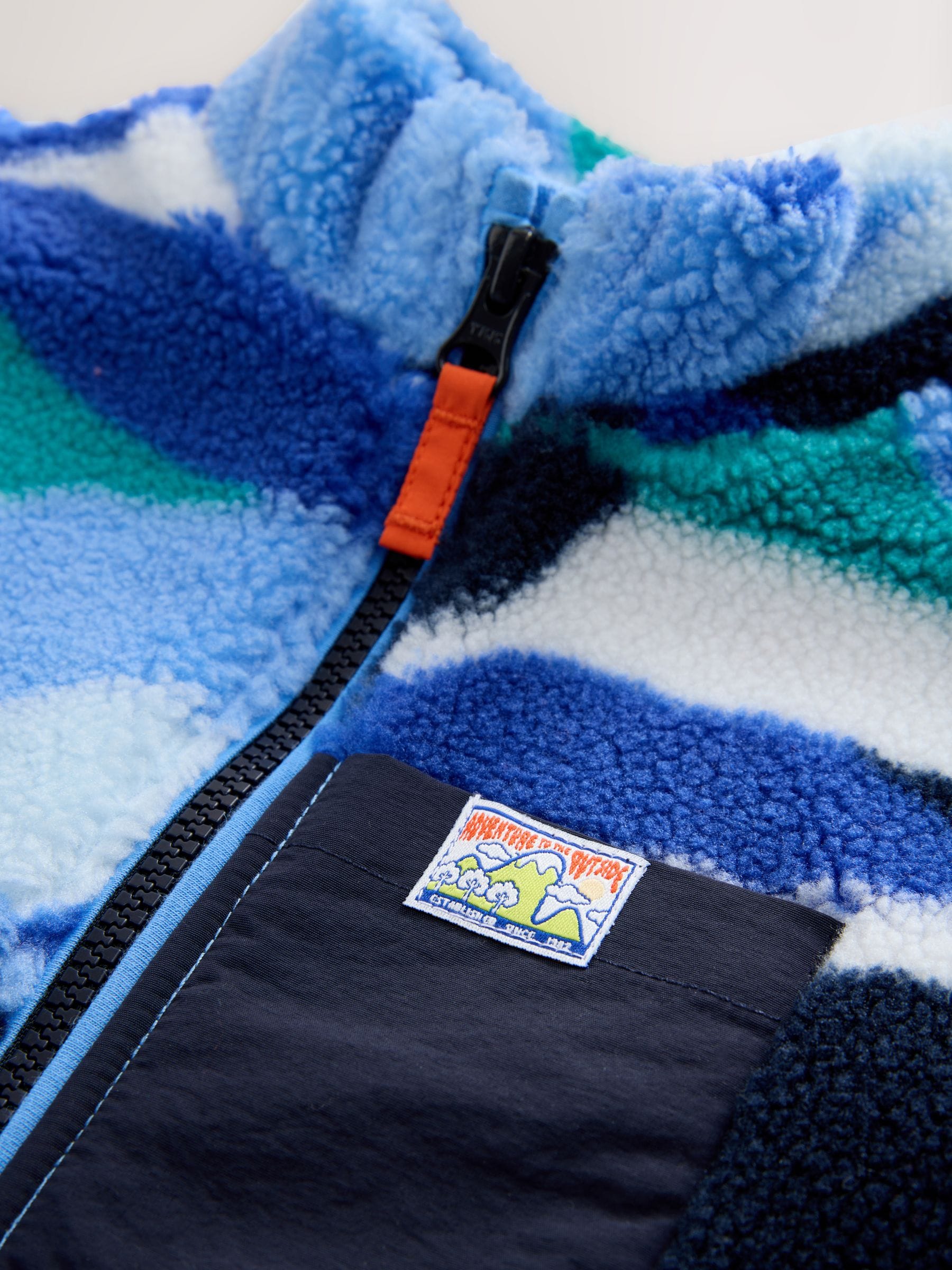 Blauw/wit - Fleece met patroon en ritssluiting (3mnd-7jr)