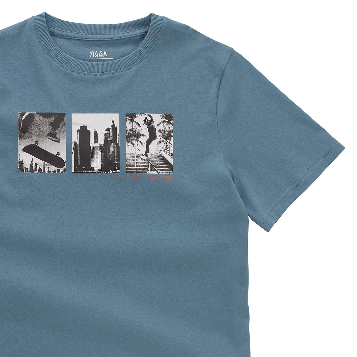 Yigga Jungen T-Shirt mit Skateboard-Print petrolblau
