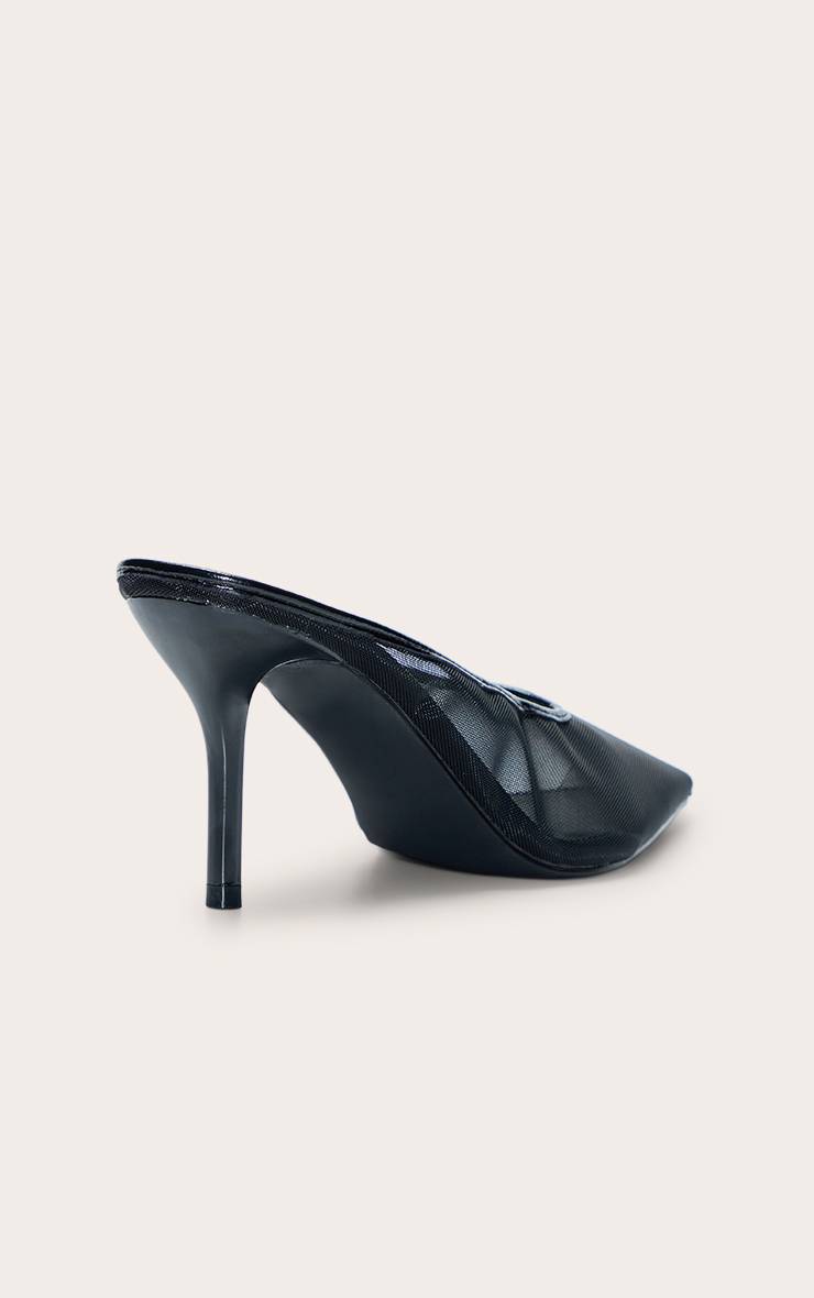 Noir Mule À Talon En Mesh