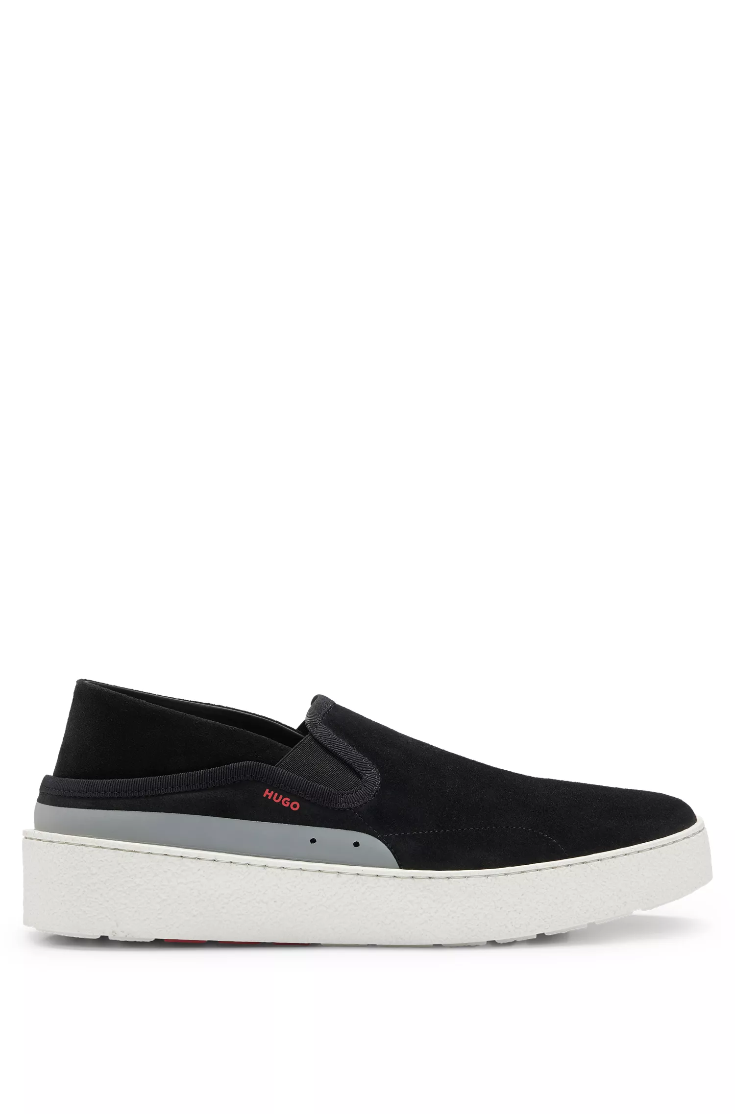 Sapatos slip-on HUGO em camurça vermelha com sola de crepe.