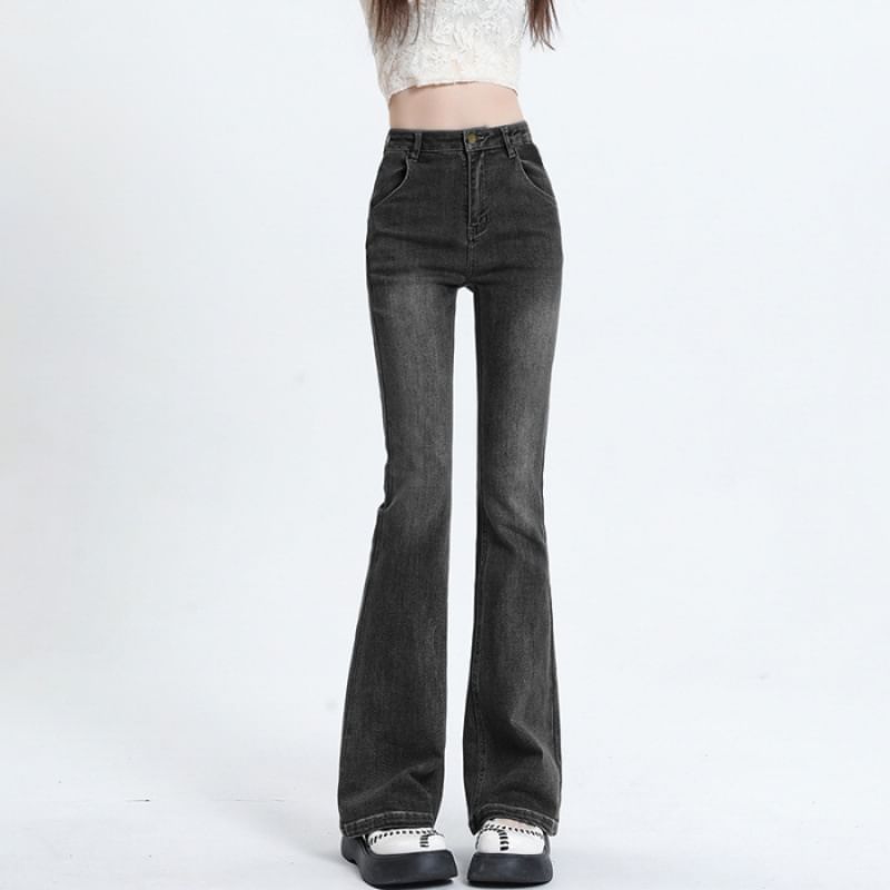 OGAWA - High Rise Washed Flared Jeans