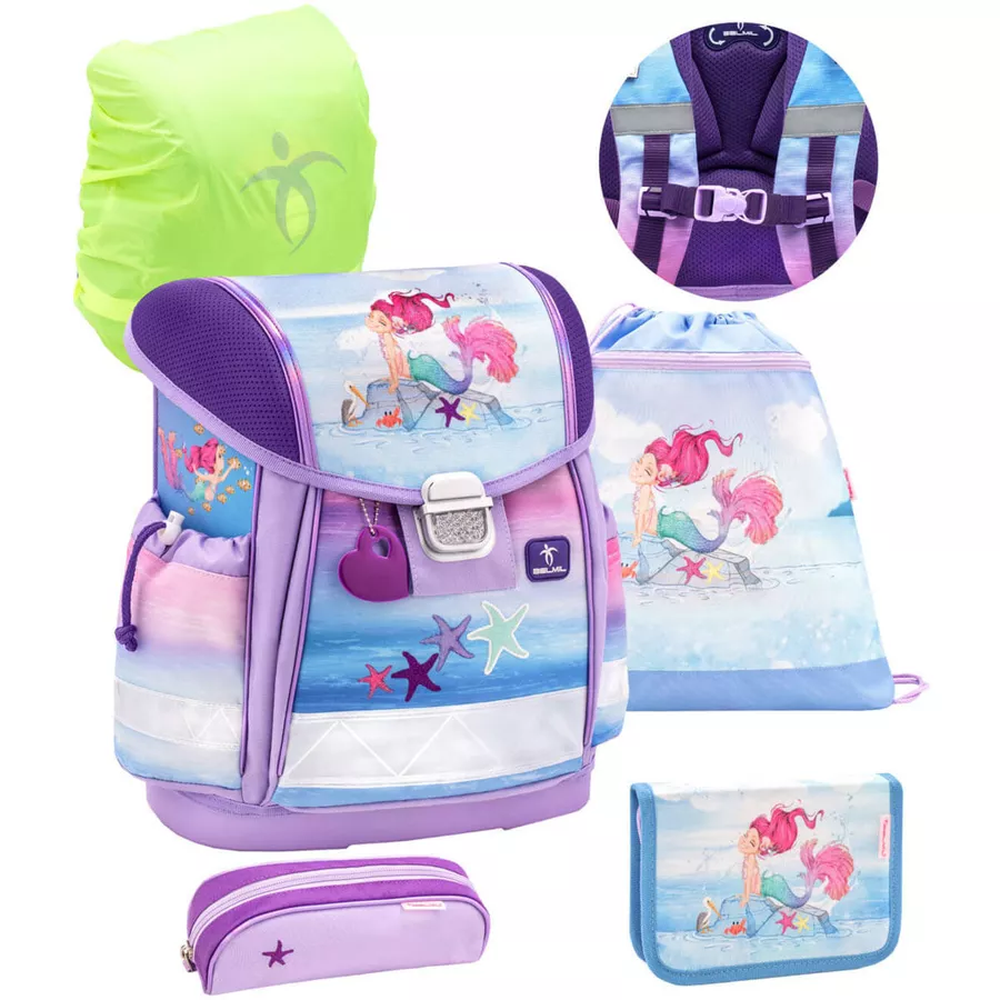 Belmil Schulranzen Classy Schulranzen Set 5-teilig mit Brustgurt Beautiful Mermaid