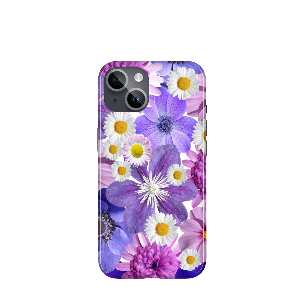 iPhone 14 Kunststoff Hülle Blütenvielfalt - Lila-Violett