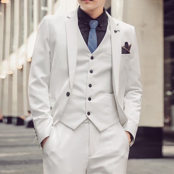 Deepwood - Set: Effen blazer + pantalon + vest