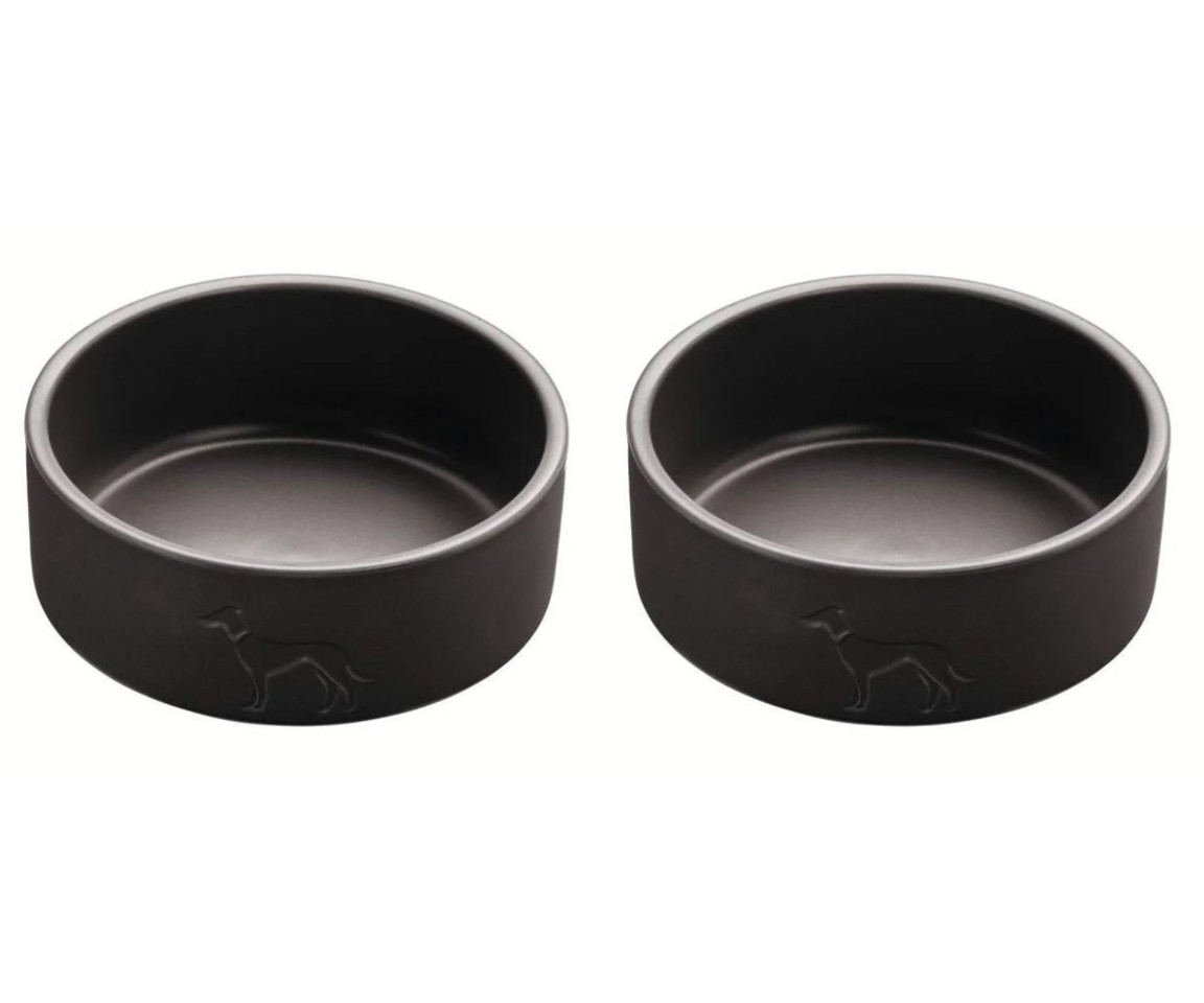 Hunter - 2 x Hundeskål Keramik Osby 1100 ml, grå