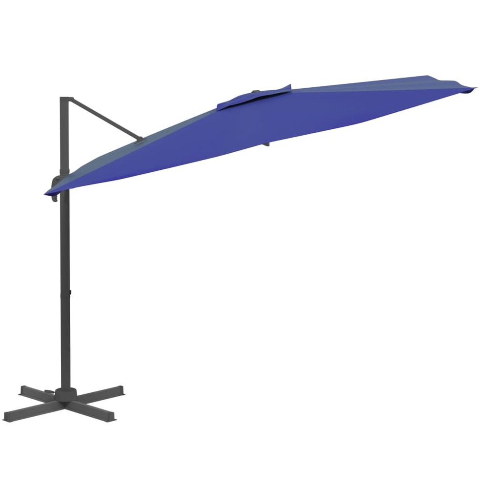 Parasol meuble de jardin cantilever à led 400 x 300 cm bleu azuré