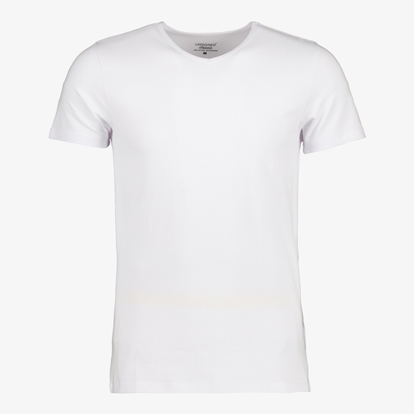 Unsigned heren T-shirt wit v-hals