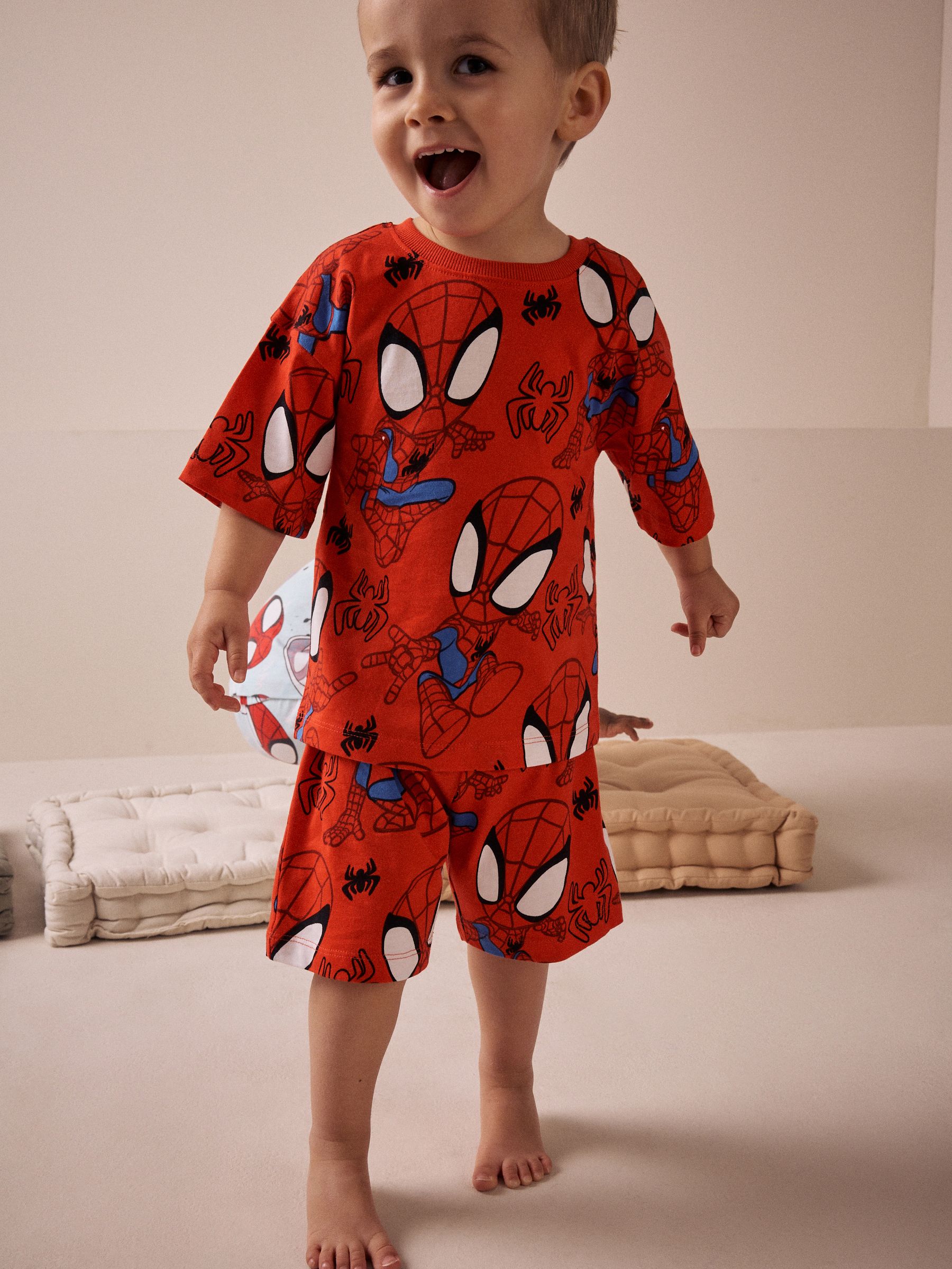 Rood/blauwe Spidey - Verpakking van 3 korte pyjama's (12mnd -10jr)