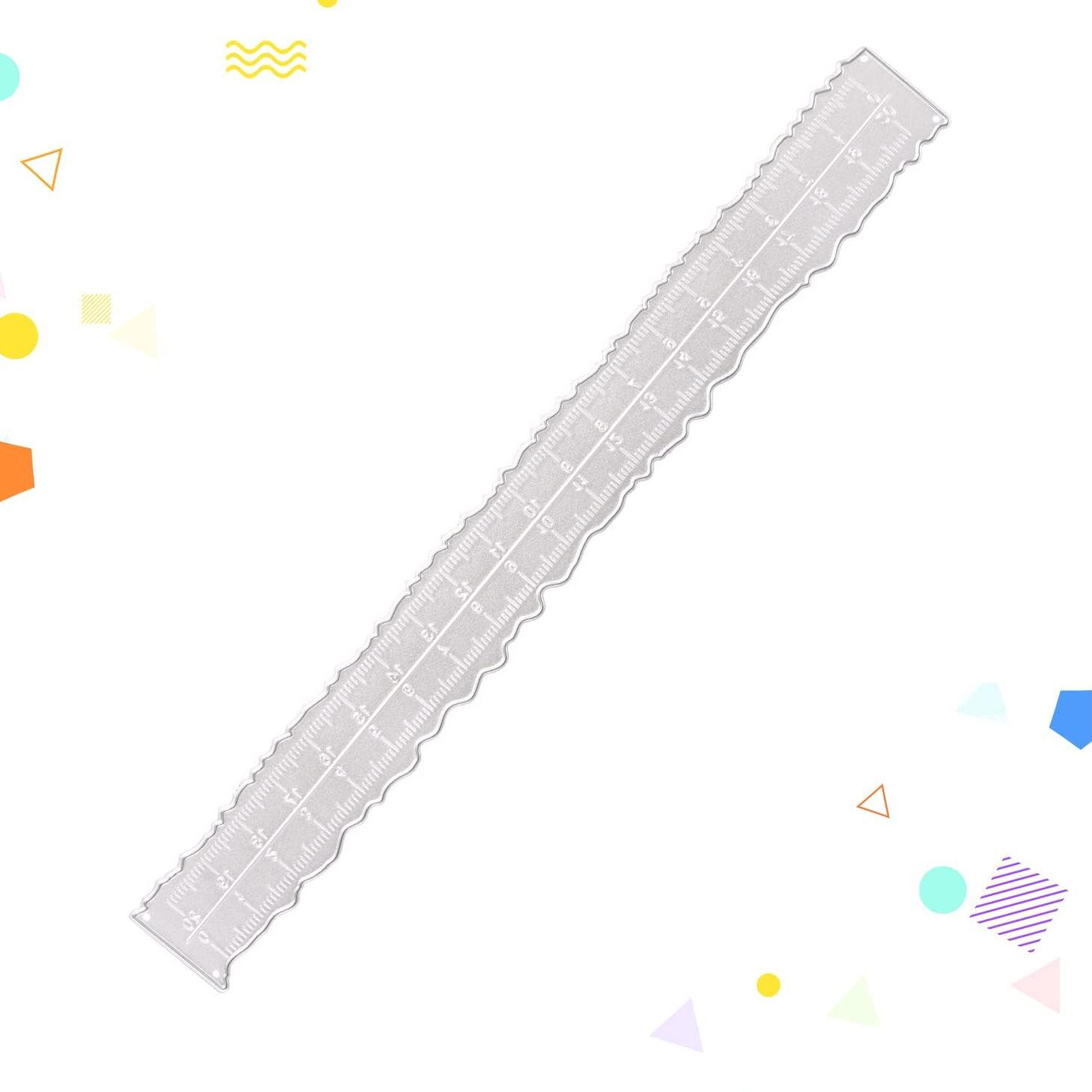 (215x25mm) Büttenrand Deko Schablone DIY Bastel Zubehör mit Lineal Stanzprägung für Karten / Einladungen / Alben / Bastelprojekte - Silber