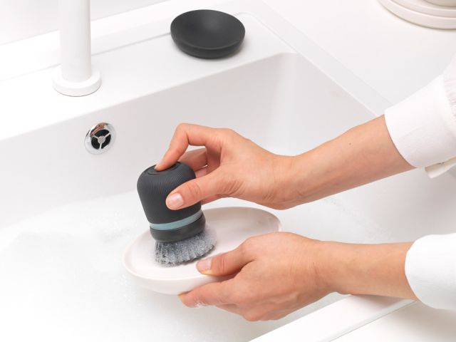 SinkSide Afwasborstel met Zeepreservoir - Dark Grey