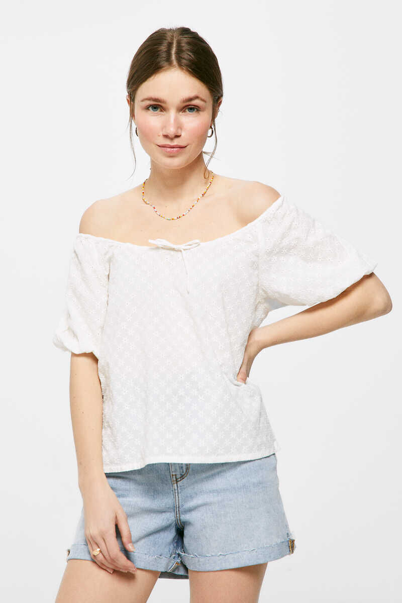 Blusa de borracha com decote em dobby - amarela