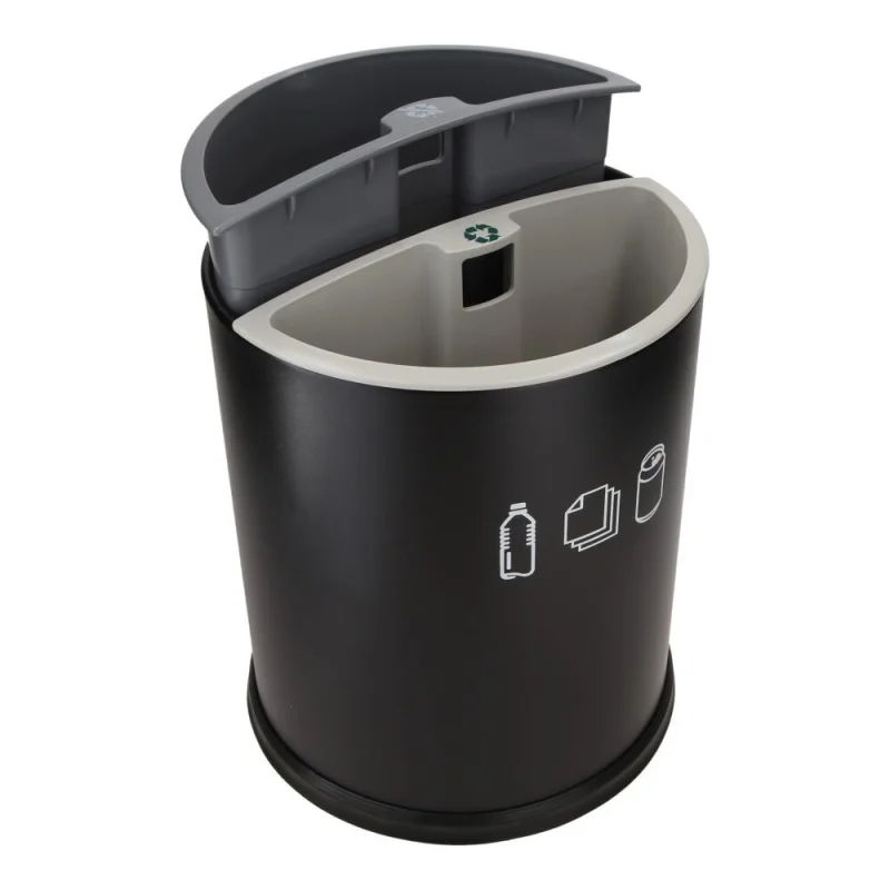 JVD - Corbeille de tri - 2 bacs - Noir