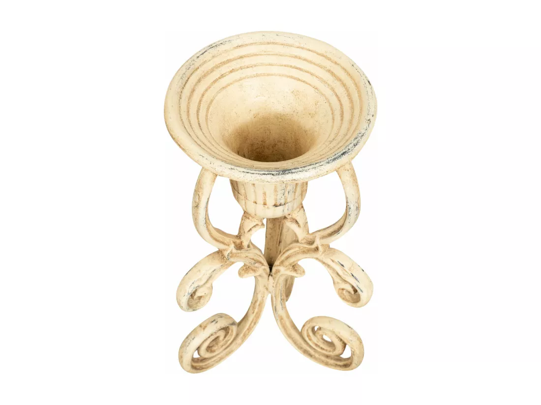 BISCOTTINI Support de Plantes - Fonte avec Finition Antique - Porte-Fleurs - Intérieur et Extérieur - Jardinière - Jardin - Salon - Salle à Manger - Présentoir - Décoratif - 23x23x42 cm