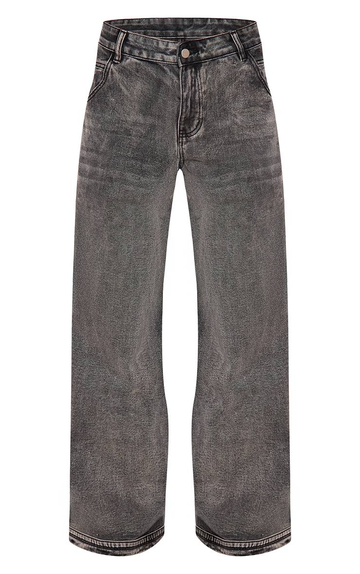 Raw Indigo Wash Jean Baggy Taille Basse À Détails De Coutures