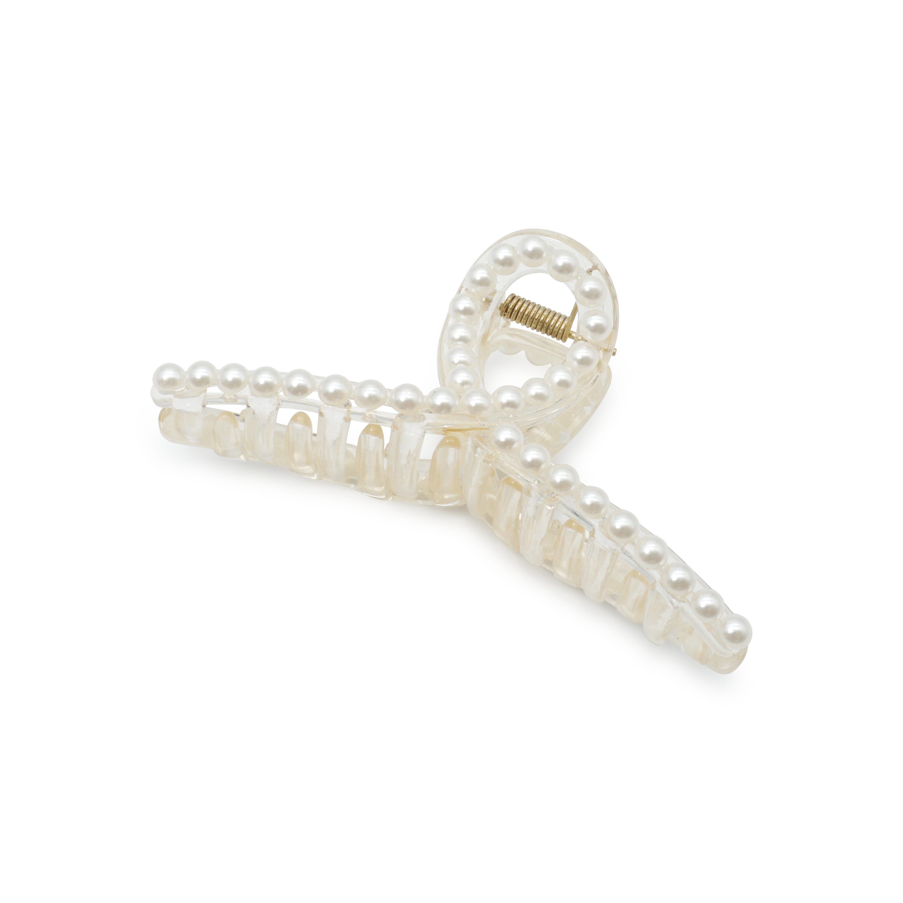 (11cm) Haarspange Klammer Perlen Krallen Clip Haarschmuck  - Weiss