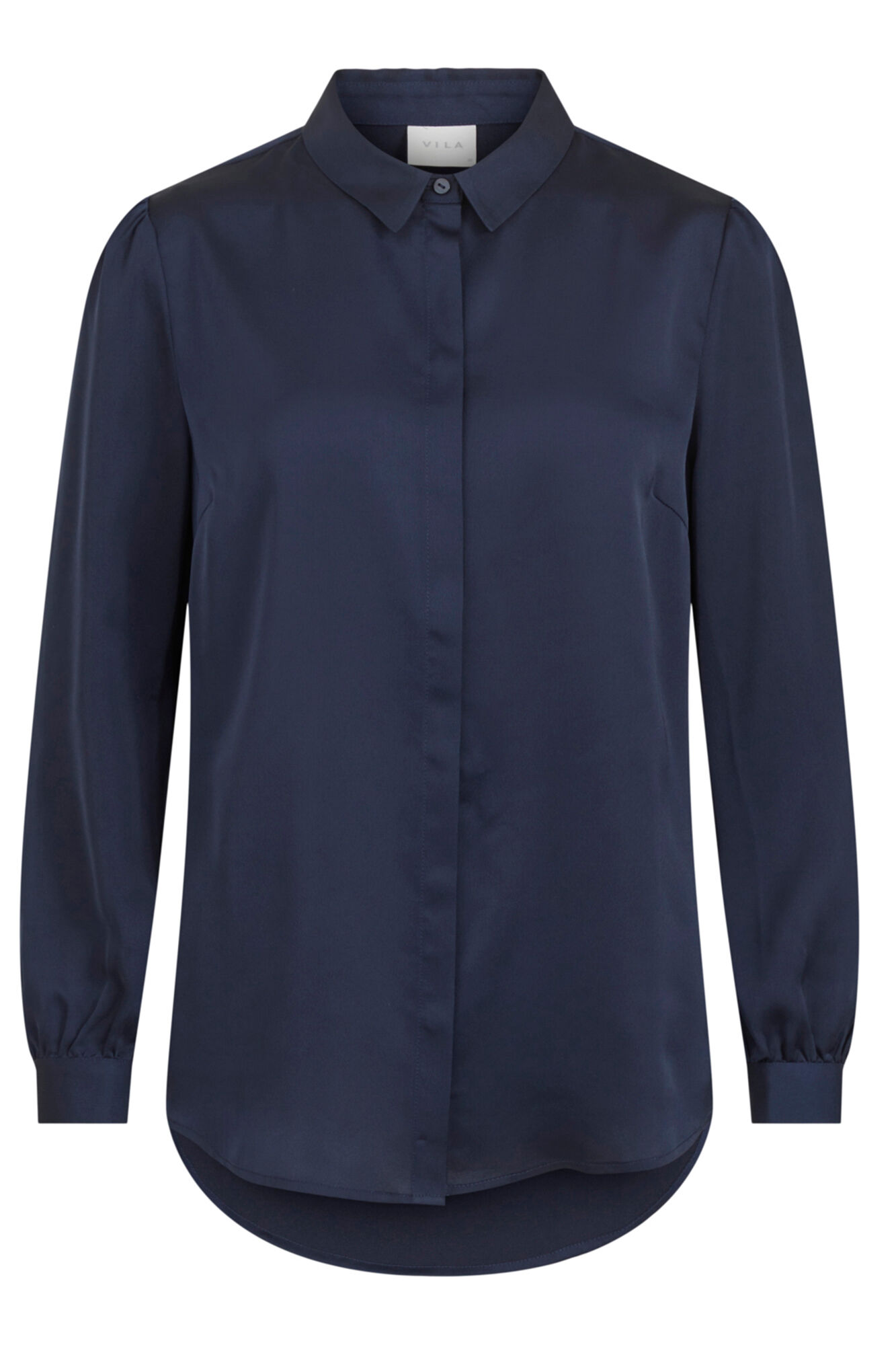 Camisa de cetim fluida - Azul marinho