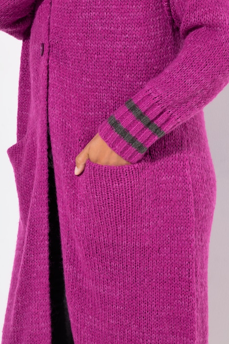 Lange Strickjacke, Taschen, Langarm