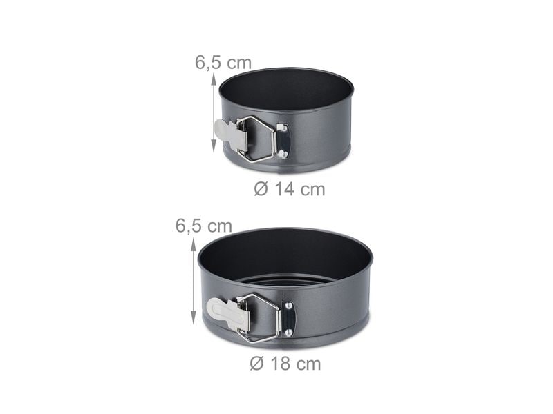 relaxdays Springform 14 cm/18 cm/24 cm/26 cm/28 cm, Anthraz Runde Kuchenbackformen-Set