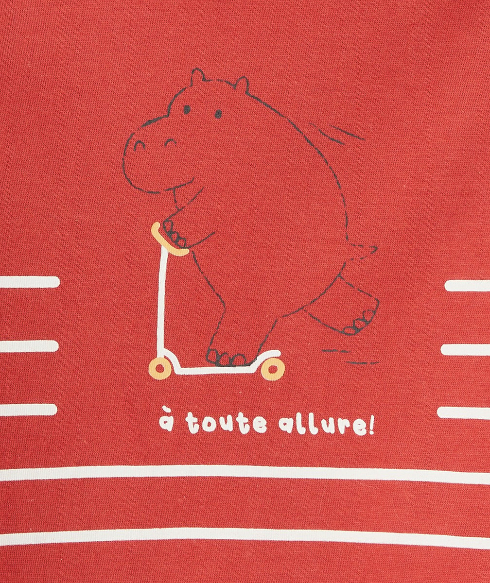 T-SHIRT BÉBÉ GARÇON EN COTON BIO ROUILLE AVEC HIPPOPOTAME