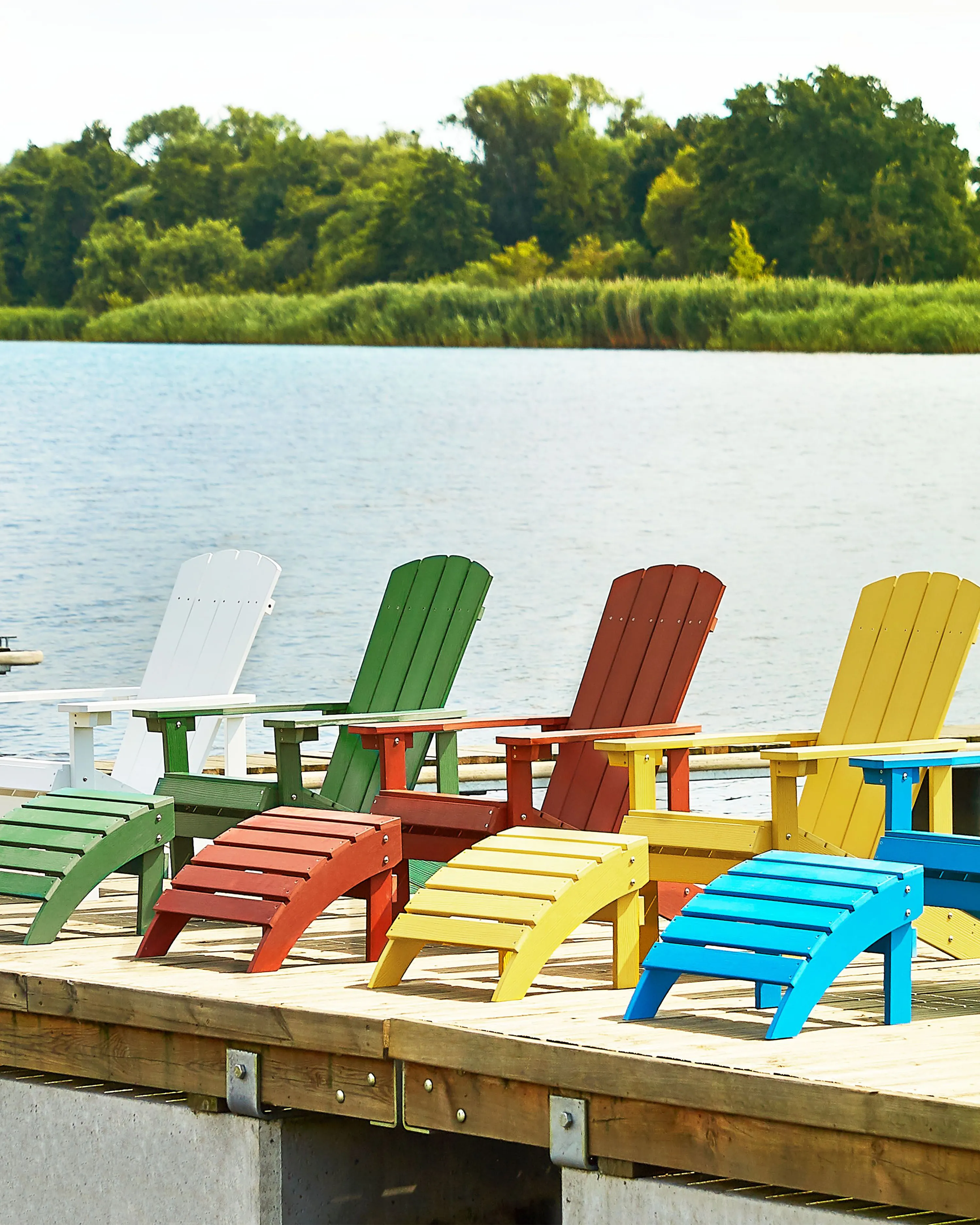 Tuinstoel ADIRONDACK met voetenbank Rood