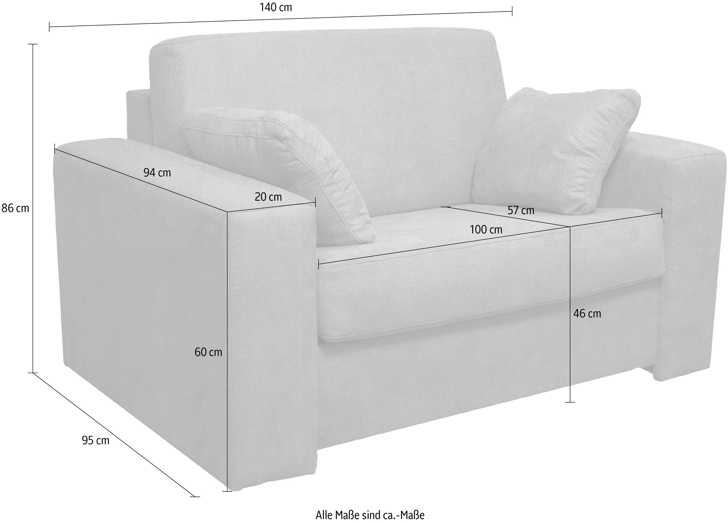Home affaire Sessel »Roma Matratzenhöhe 140cm« Dauerschlaffunktion, mit Unterfederung, Liegemasse ca 83x198 cm