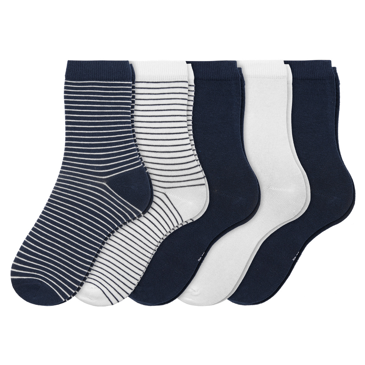 Topolino 5 Paar Mädchen Socken mit Bio-Baumwolle dunkelblau / weiss