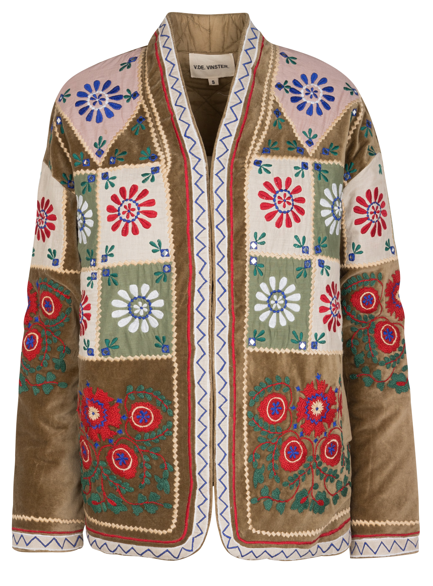 PATCHWORK - Veste droite en coton | Kaki