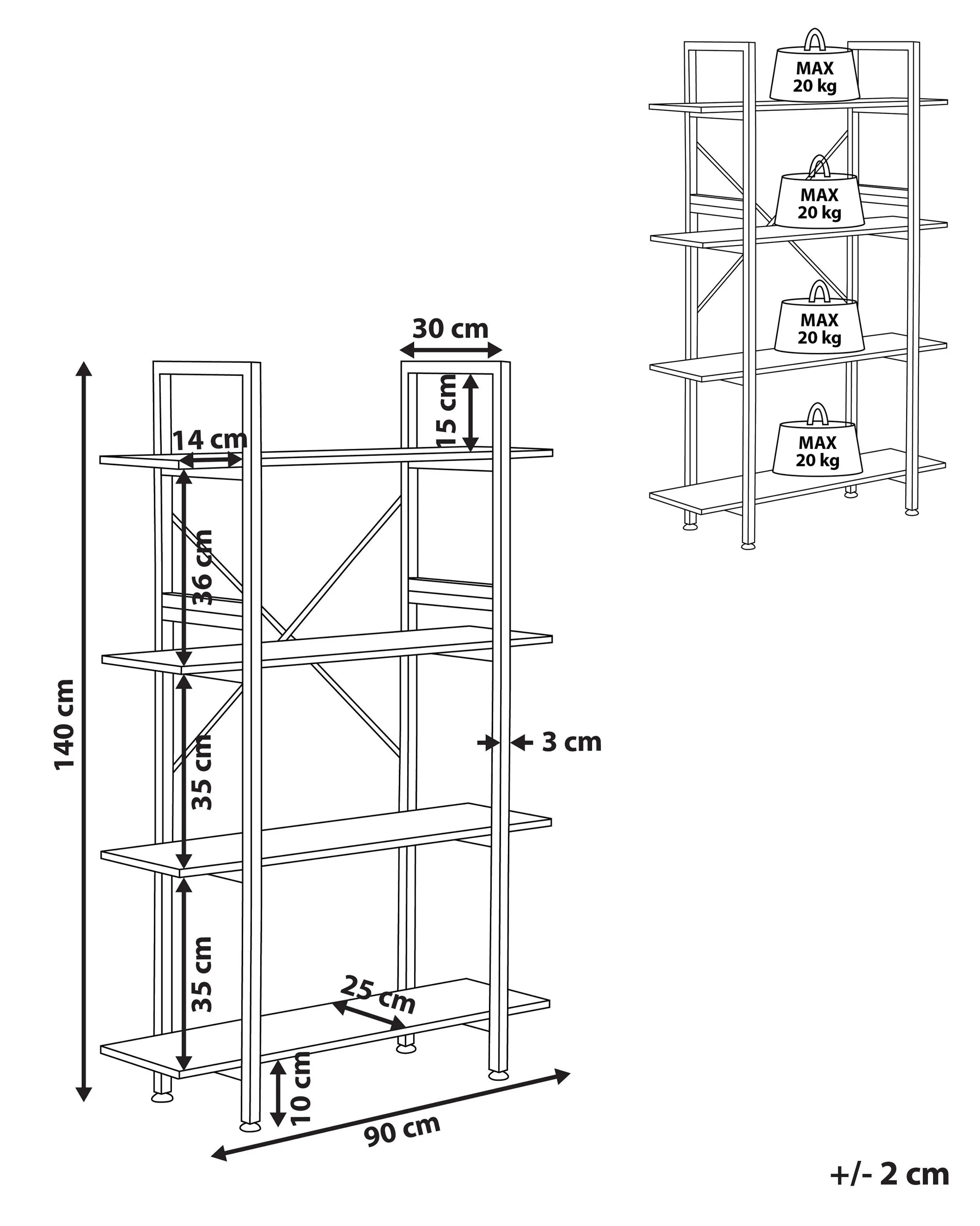 Opbergkast met 4 planken DARBY 140 cm Donkerbruin