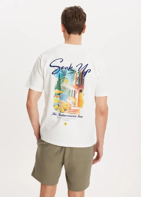 T-shirt met print med city off-white (WIT.O)