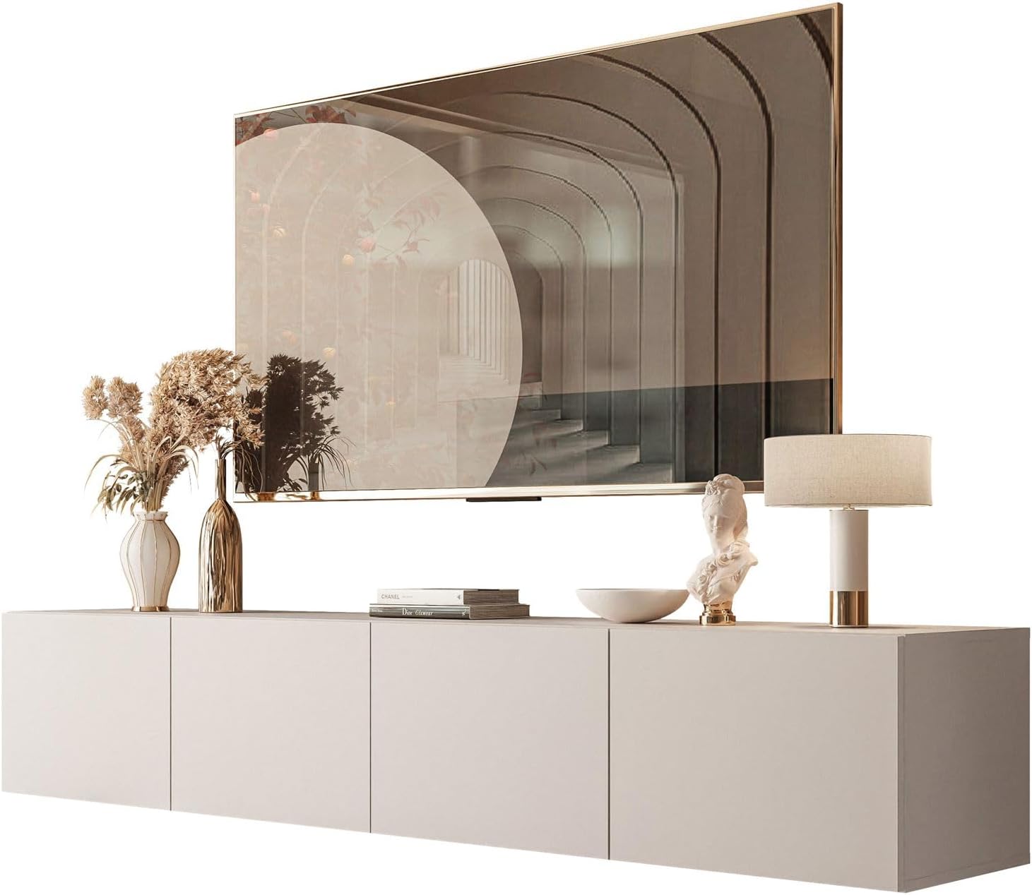 Lookway COLGANTE 200 cm TV-Schrank in Kaschmir Matt – Hängende TV-Konsole mit optionaler LED-Beleuchtung (ohne LED-Beleuchtung)