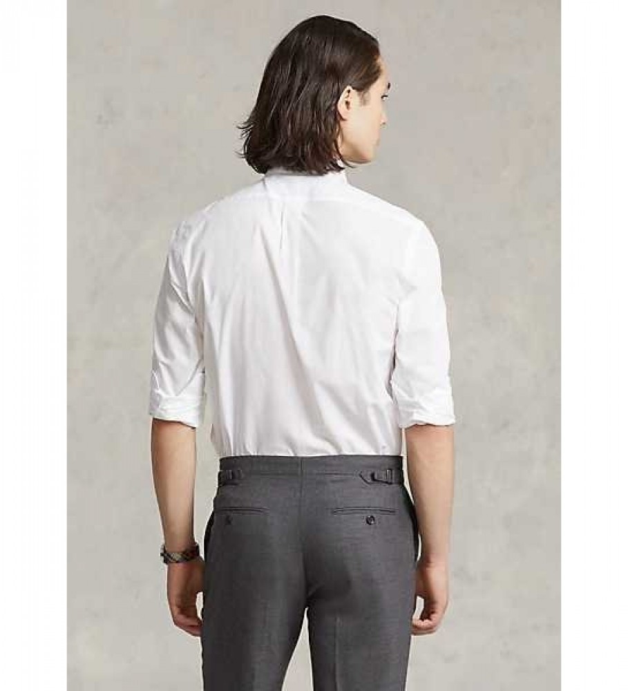 Camisa Ralph Lauren branca de popeline stretch com corte personalizado