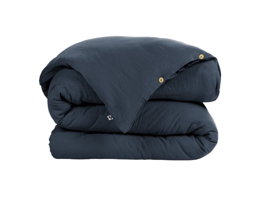 TERRE DE NUIT - Housse de couette double gaze de coton marine 260x240 cm