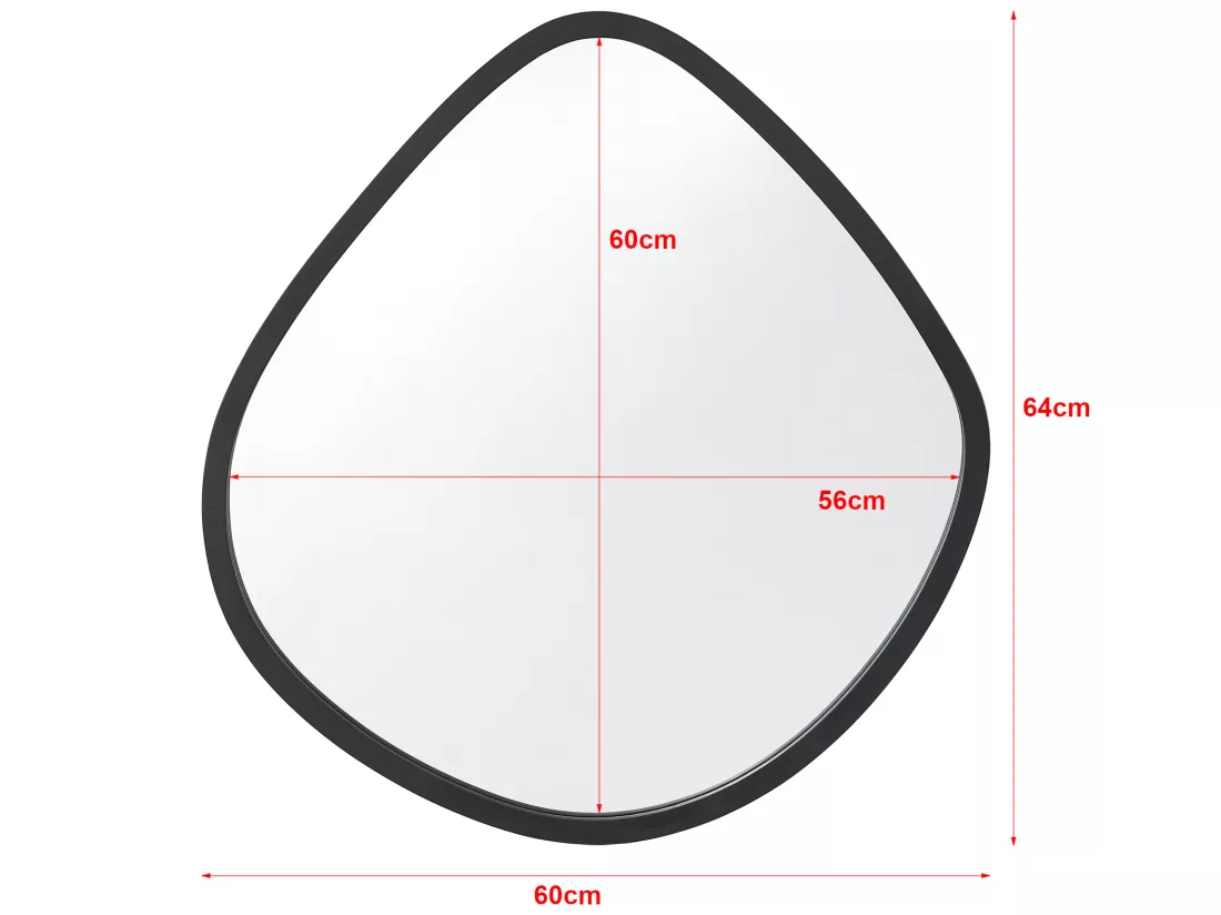 Miroir mural Galatone forme arrondie 64 x 60 cm noir mat [en.casa]