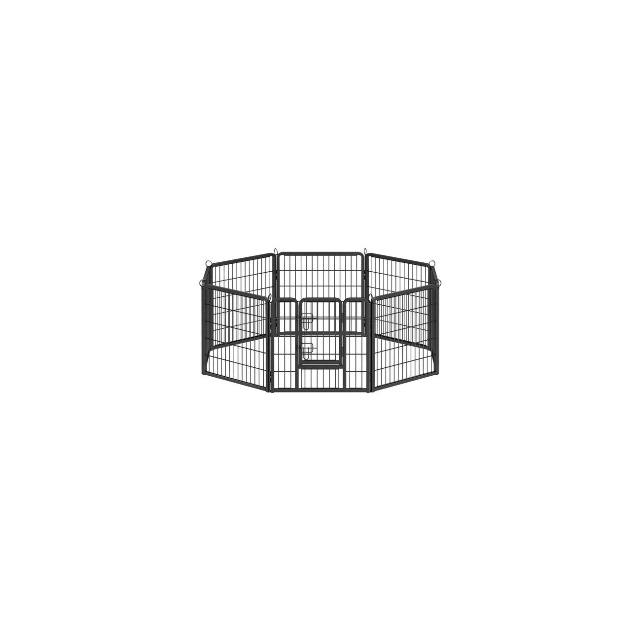 FEANDREA L-XXL Hundezaun 8 Platten transportabel schwarz 1,2 m, 1,2 m, 60 cm