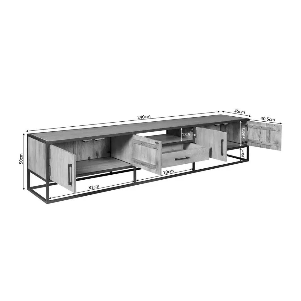 StarFurn - Tv meubel Denver - 240 cm - naturel