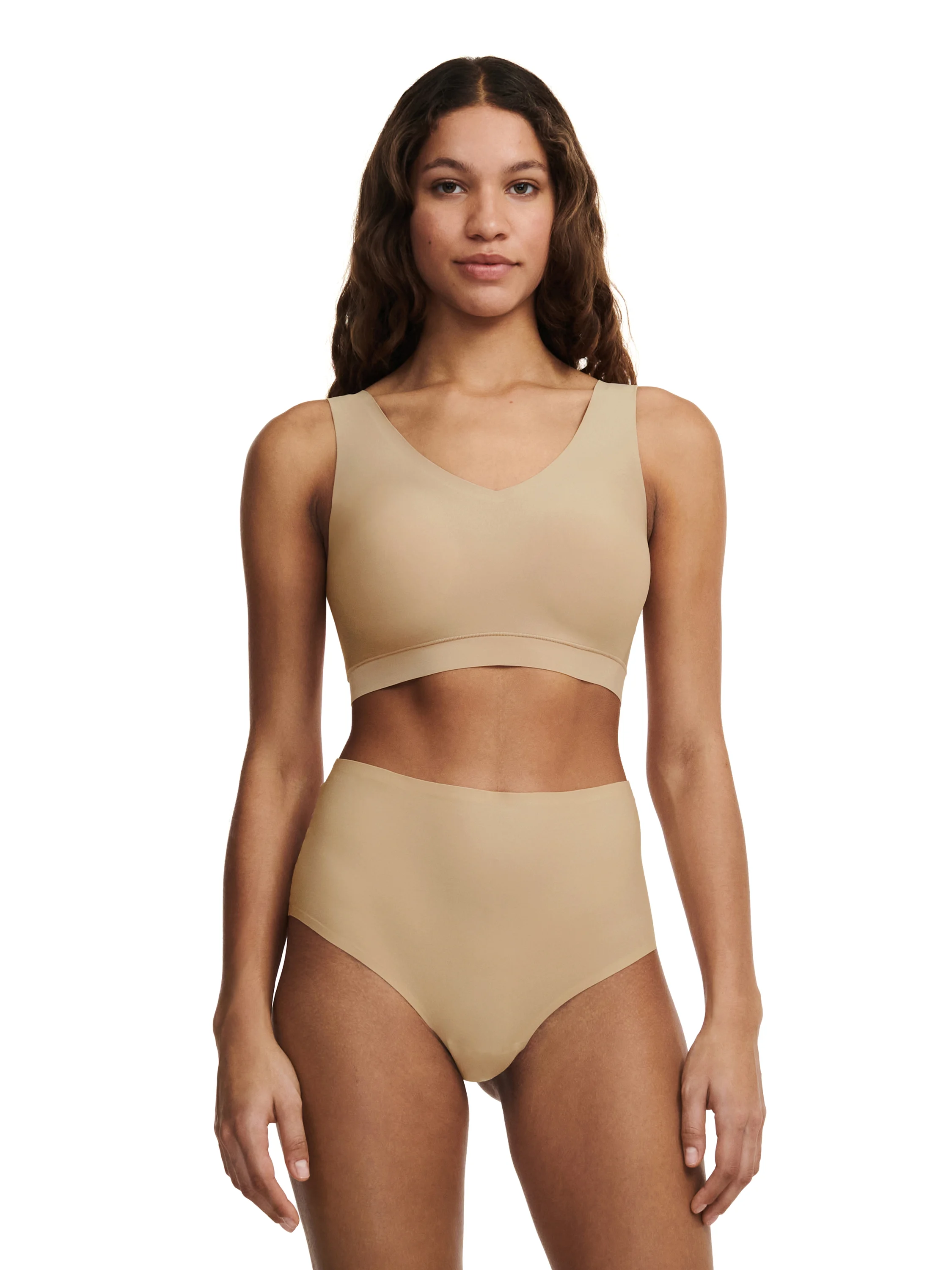 SOFTSTRETCH - Brassière coques v neck | Beige