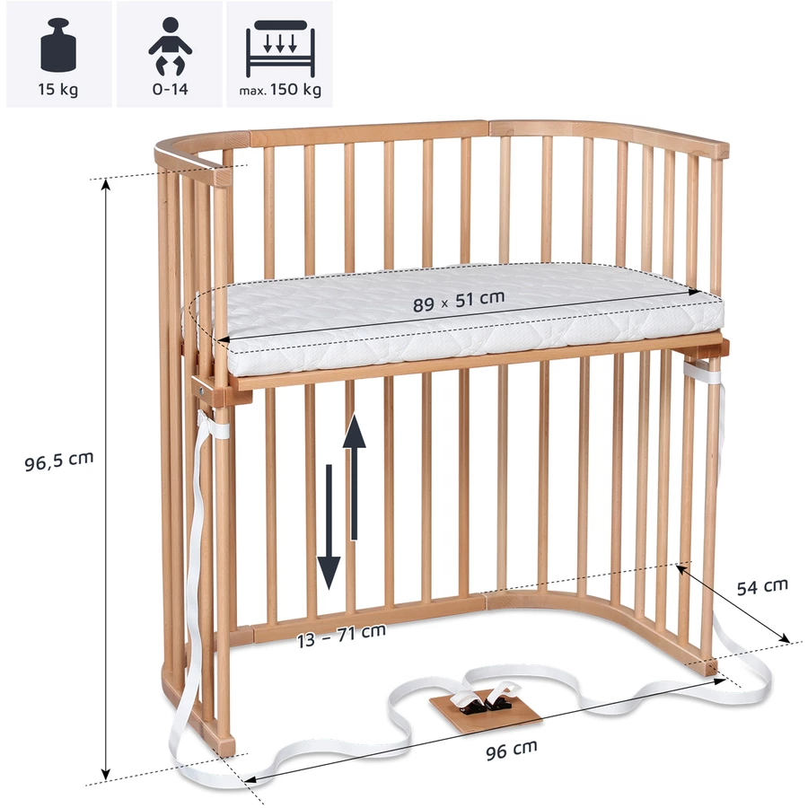 babybay Beistellbett Boxspring natur lackiert